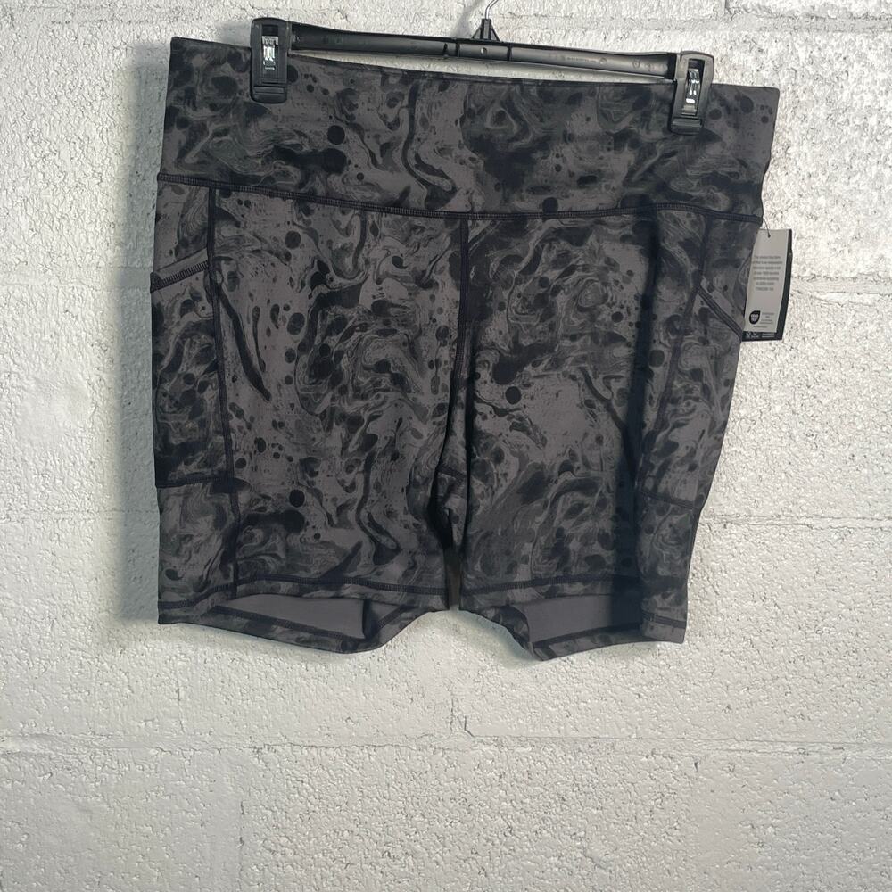 ID Ideology Plus Size Water Bubble Bike Shorts, Deep Black, 2X
